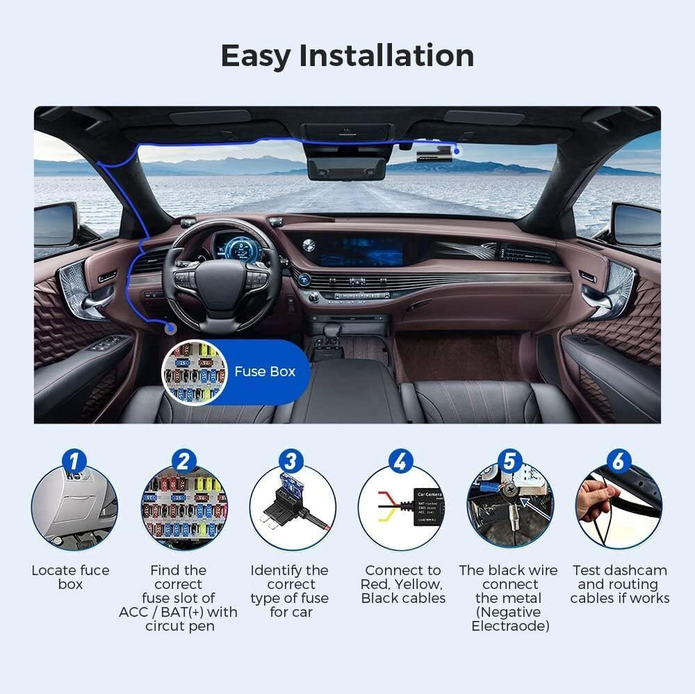Dashcam Hardwire Kit Micro USB for Cars and Vehicles