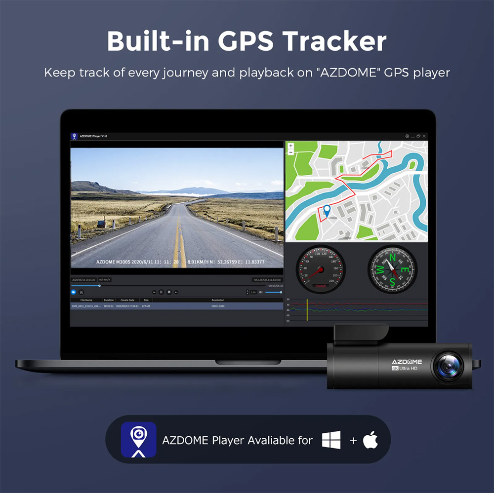 M300S 4K Dual Dashcam GPS WIFI Dashcams Australia